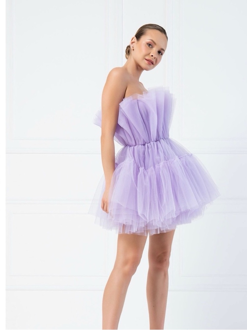 NWT Strapless Lavender Tulle Mini Dress